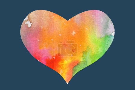 Photo for Elegant hand-drawn watercolor heart illustration in vivid colors, exuding warmth, joy, and the essence of heartfelt emotions. - Royalty Free Image