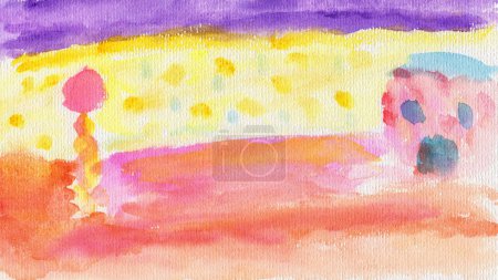 Photo for Charming hand-drawn watercolor illustration of a whimsical lolipop fairytale village, exuding childlike enchantment with vibrant colors - Royalty Free Image