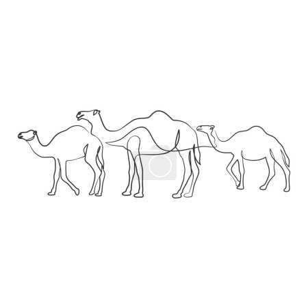 Illustration for Camel continuous one line art drawing, Camel single line drawing - Royalty Free Image