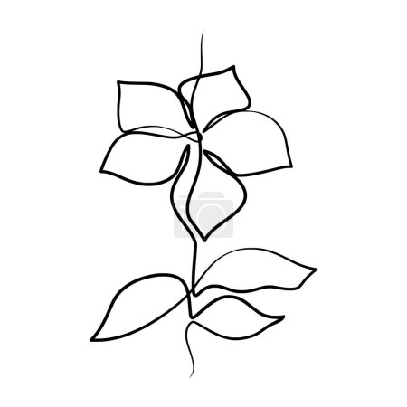 Illustration for Continuous one line art drawing of beauty periwinkle flower, Modern continuous line art drawing - Royalty Free Image