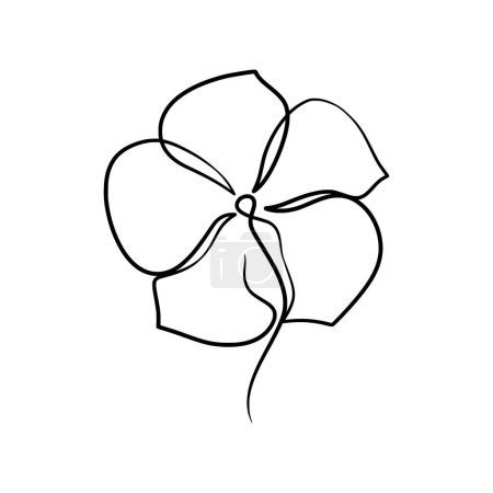 Illustration for Continuous one line art drawing of beauty periwinkle flower, Modern continuous line art drawing - Royalty Free Image