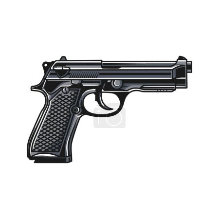 Handgun pistol vector illustration hand drawn. Pistol handgun
