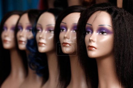 Photo for Wig mannequins at market.  Lome. Togo. - Royalty Free Image