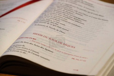 Catholic church. Easter day mass. Lectionary.  Sallanches. France. 