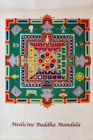 Photo for Medicine Buddha Mandala. Embroidery.  Saint Gervais. France. - Royalty Free Image