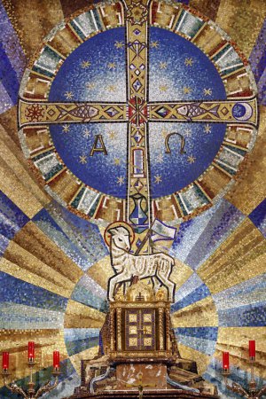 Photo for Basilica of Jesus de Medinaceli. Lamb of God. Mosaics.  Madrid. Spain. - Royalty Free Image