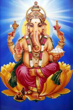 Photo for Shiva hindu temple. Ganesha or Ganapati : the elephant headed Hindu god. - Royalty Free Image