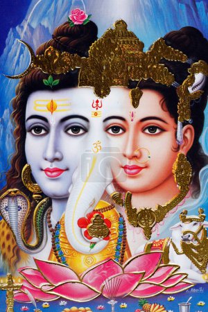 Photo for Hindu god Shiva and goddess Parvathi. - Royalty Free Image