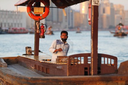 Photo for Water taxi boat called abras on Dubai Creek. - Royalty Free Image