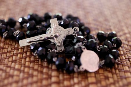 Photo for Rosary or prayer beads. Jesus on the cross. Crucifix - Royalty Free Image