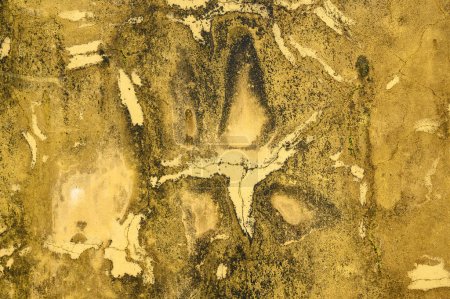 Foto de Abstract background of dirty surface of yellow color with dark spots and dots making irregular figures - Imagen libre de derechos