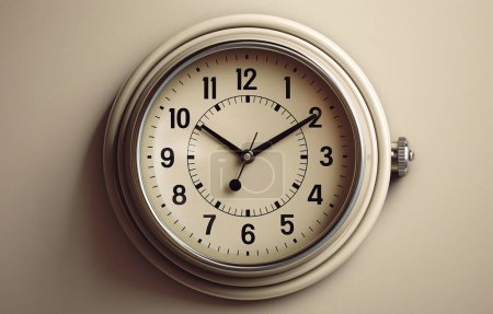Photo for Top view of vintage clock placed on gray background - Royalty Free Image