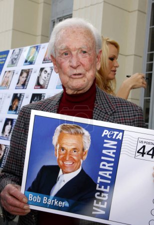Photo for PETA Goes Postal: Pamela Anderson and Bob Barker Unveil Vegetarian Icons Postage Sheet held at the Hollywood Post Office in Hollywood, USA on November 29, 2011. - Royalty Free Image