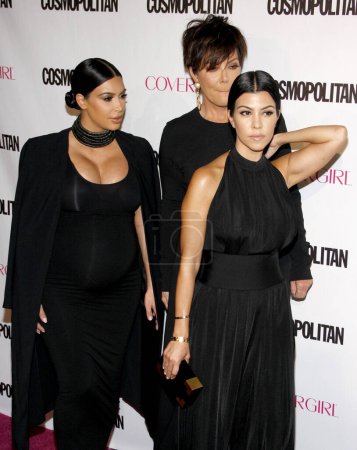 Photo for Kris Jenner, Kourtney Kardashian and Kim Kardashian at Cosmopolitan Magazine's 50th Birthday Celebration held at Ysabel in West Hollywood, USA on October 12, 2015. - Royalty Free Image