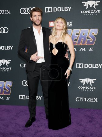 Photo for Liam Hemsworth and Miley Cyrus at the World premiere of 'Avengers: Endgame' held at the LA Convention Center in Los Angeles, USA on April 22, 2019. - Royalty Free Image