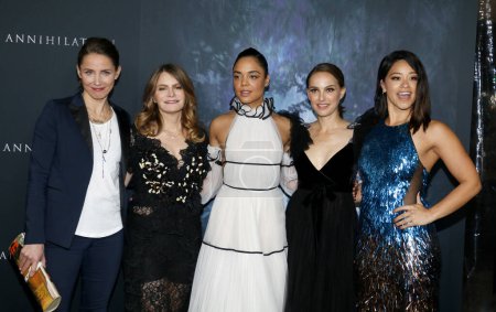 Photo for Tuva Novotny, Jennifer Jason Leigh, Tessa Thompson, Natalie Portman and Gina Rodriguez at the Los Angeles premiere of 'Annihilation' held at the Regency Village Theater in Westwood, USA on February 13, 2018. - Royalty Free Image