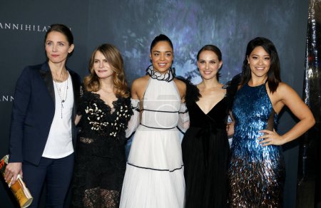 Photo for Tuva Novotny, Jennifer Jason Leigh, Tessa Thompson, Natalie Portman and Gina Rodriguez at the Los Angeles premiere of 'Annihilation' held at the Regency Village Theater in Westwood, USA on February 13, 2018. - Royalty Free Image