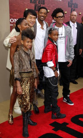 Photo for Jada Pinkett Smith, Will Smith, Jaden Smith, Jackie Chan, Trey Smith and Willow Smith at the Los Angeles premiere of 'The Karate Kid' held at the Mann Village Theater in Westwood, USA on June 7, 2010. - Royalty Free Image