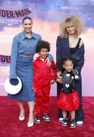 Photo for Weslie Boss, Maddox Boss, Allison Holker and Zaia Boss at the premiere of 'Spider-Man: Across the Spider-Verse' held at the Regency Village Theater in Westwood, USA on May 30, 2023. - Royalty Free Image
