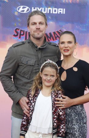 Photo for Stephen Amell, Cassandra Jean and daughter Mavi at the premiere of 'Spider-Man: Across the Spider-Verse' held at the Regency Village Theater in Westwood, USA on May 30, 2023. - Royalty Free Image