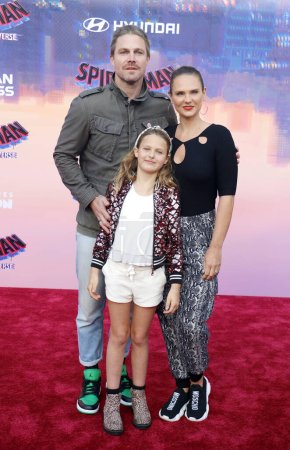 Photo for Stephen Amell, Cassandra Jean and daughter Mavi at the premiere of 'Spider-Man: Across the Spider-Verse' held at the Regency Village Theater in Westwood, USA on May 30, 2023. - Royalty Free Image