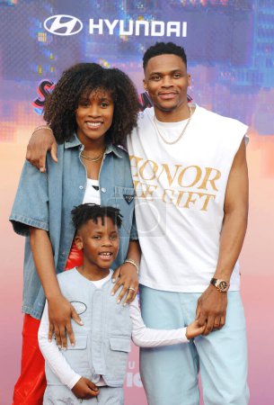 Photo for Nina Earl, Noah Russell Westbrook and Russell Westbrook at the premiere of 'Spider-Man: Across the Spider-Verse' held at the Regency Village Theater in Westwood, USA on May 30, 2023. - Royalty Free Image