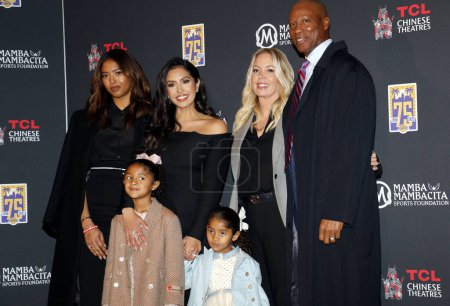 Photo for Jeanie Buss, Byron Scott, Vanessa Bryant, Natalia Diamante Bryant, Capri Kobe Bryant and Bianka Bella Bryant at Kobe Bryant hand and footprint ceremony held at the TCL Chinese Theater in Hollywood, USA on March 15, 2023. - Royalty Free Image