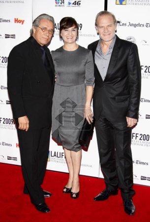 Photo for Edward James Olmos, Llus Homar, and Blanca Portillo at the 13th Annual Los Angeles Latino International Film Festival Opening Gala held at the Grauman's Chinese Theater in Hollywood, USA on October 11, 2009. - Royalty Free Image