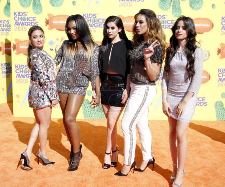 Photo for Ally Brooke, Normani Kordei, Lauren Jauregui, Dinah-Jane Hansen and Camila Cabello of Fifth Harmony at the 2015 Nickelodeon's Kids' Choice Awards held at the Forum in Inglewood, USA on March 28, 2015. - Royalty Free Image