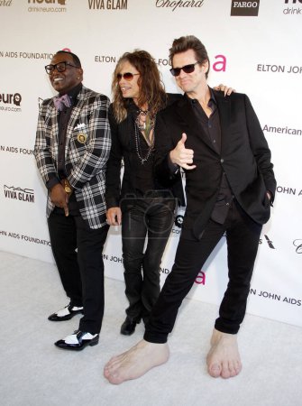 Photo for Randy Jackson, Steven Tyler and Jim Carrey at the 21st Annual Elton John AIDS Foundation Academy Awards Viewing Party held at the Pacific Design Center in West Hollywood, California, United States on February 24, 2013. - Royalty Free Image