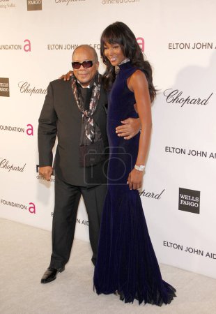 Photo for Quincy Jones and Naomi Campbell at the 21st Annual Elton John AIDS Foundation Academy Awards Viewing Party held at the Pacific Design Center in West Hollywood, California, United States on February 24, 2013. - Royalty Free Image