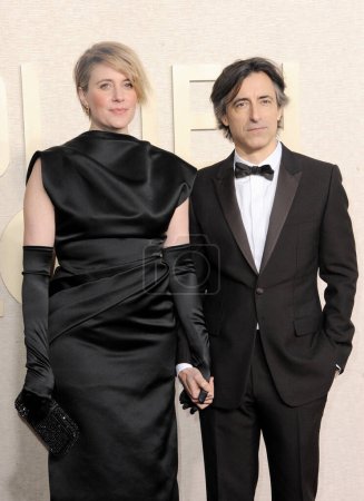Photo for Greta Gerwig and Noah Baumbach at the 81st Annual Golden Globe Awards held at the Beverly Hilton Hotel in Beverly Hills, USA on January 7, 2024. - Royalty Free Image