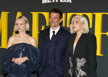 Photo for Carey Mulligan, Lady Gaga and Bradley Cooper at the Netflix's 'Maestro' Photo Call held at the Academy Museum in Los Angeles, USA on December 12, 2023. - Royalty Free Image