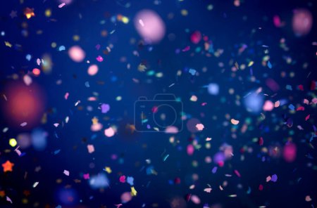 Photo for Dark blue background with confetti horizontal - Royalty Free Image