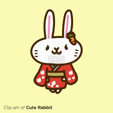 Ilustración de Conejo personaje ilustración serie "Conejo en Kimono (hembra)" - Imagen libre de derechos