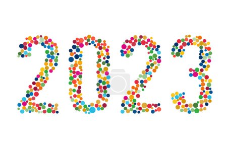 2023 characters (diversity) made of colorful watercolor polka dots (diversity)