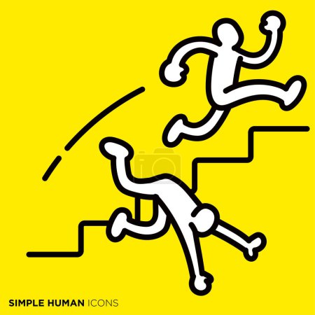 Téléchargez les illustrations : Simple série d'icônes humaines "Pousser la personne" - en licence libre de droit