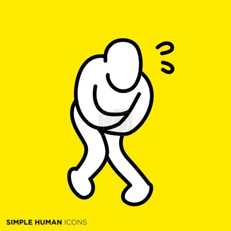 Simple human icon series, person with stomach ache