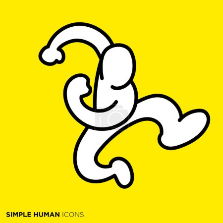 Simple human icon series, cheerfully jumping people