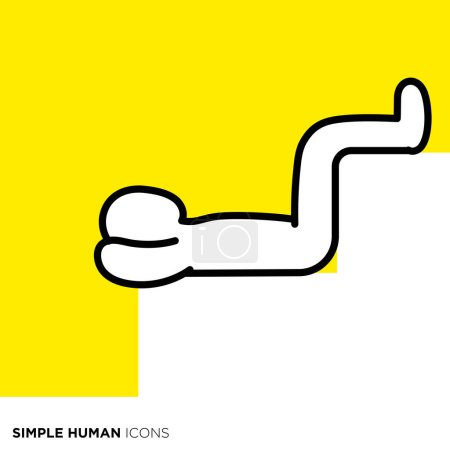 Illustration for Simple human icon series, person lying down on steps - Royalty Free Image