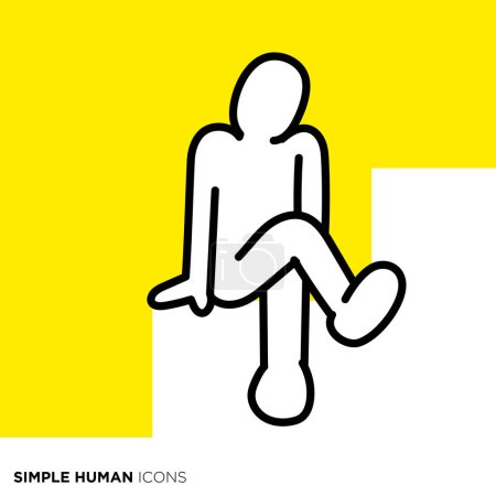 Illustration for Simple human icon series, person relaxing and sitting on the stairs - Royalty Free Image