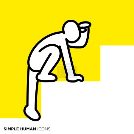 Einfache menschliche Symbolserie, Person, die die Situation von der Treppe aus betrachtet