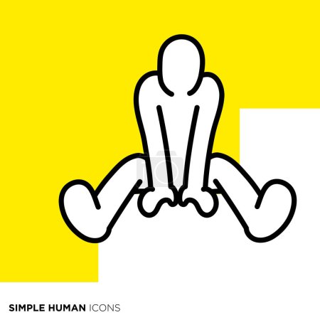 Einfache menschliche Symbolserie, eine Person, die glücklich auf der Treppe sitzt