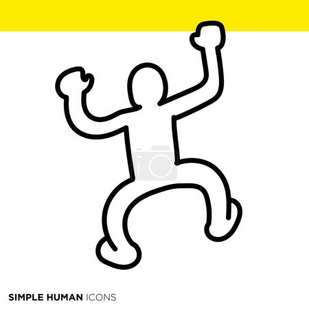 Simple human icon series, person climbing the wall