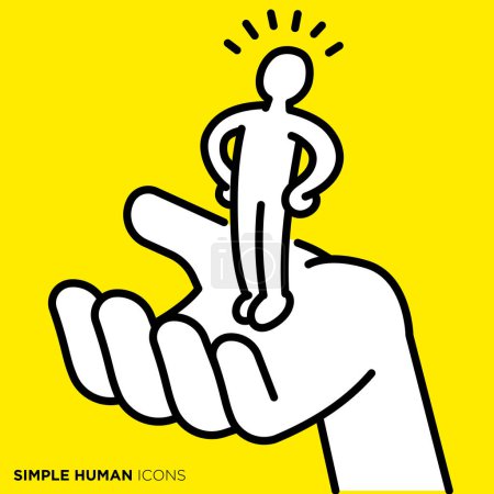 Simple human icon series, people dancing on the palm of their hands