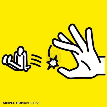 Ilustración de Simple human icon series, hand gesture of flipping someone - Imagen libre de derechos