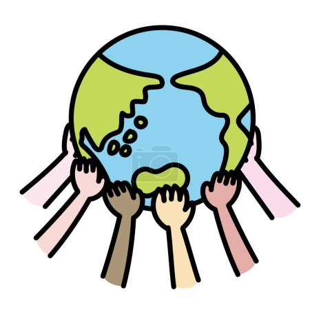Simple human icon series, hands supporting the earth