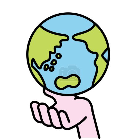 Simple human icon series, hand holding the earth