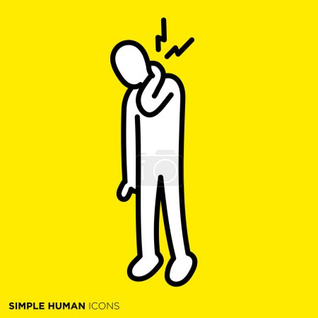 Simple série d'icônes humaines, personne avec douleur au cou