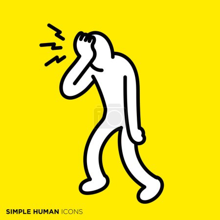 Téléchargez les illustrations : Simple série d'icônes humaines, personne avec un mal de tête - en licence libre de droit
